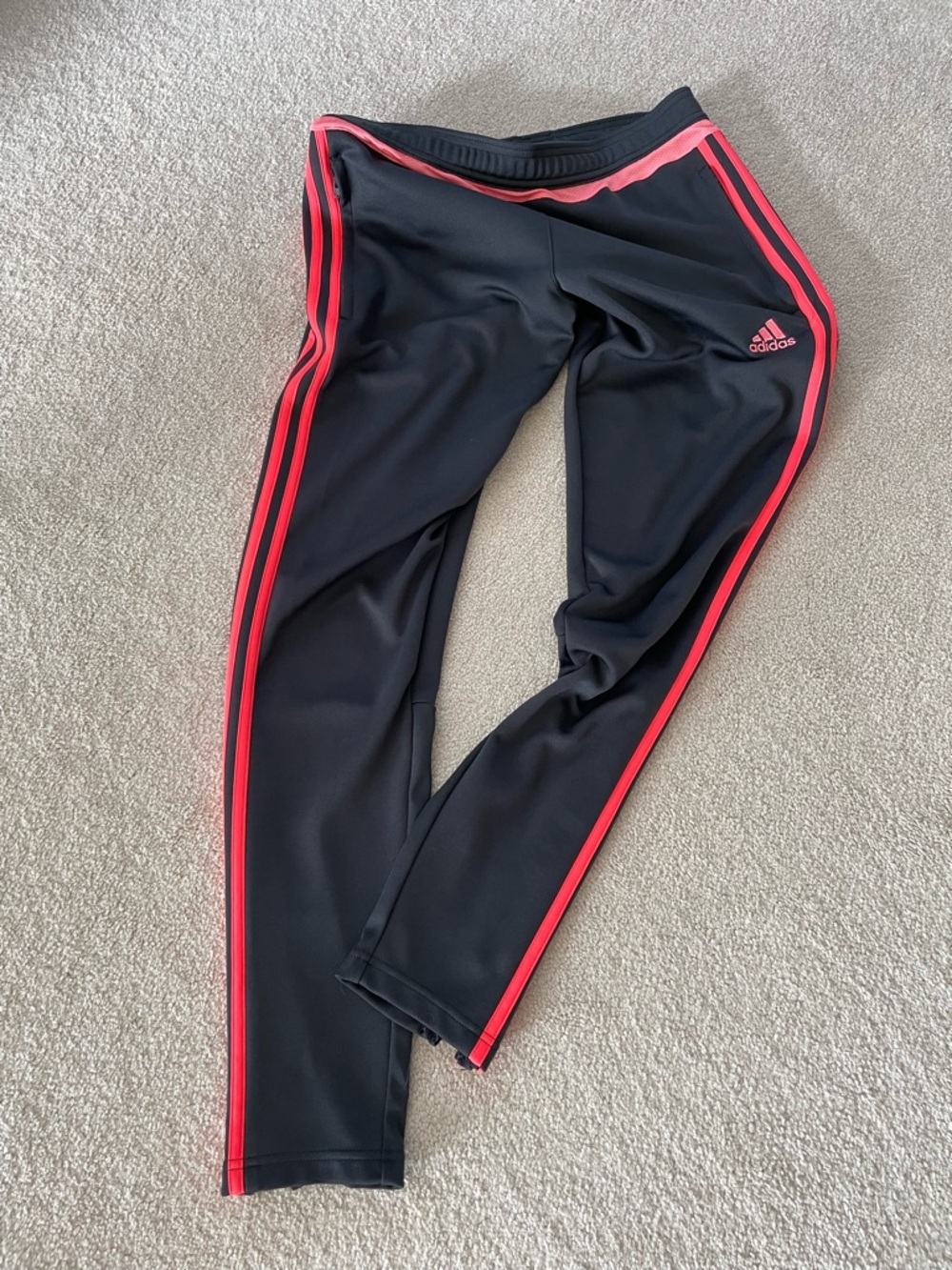 Adidas Grey and Orange Soccer/ Track Pants with Slim Fit